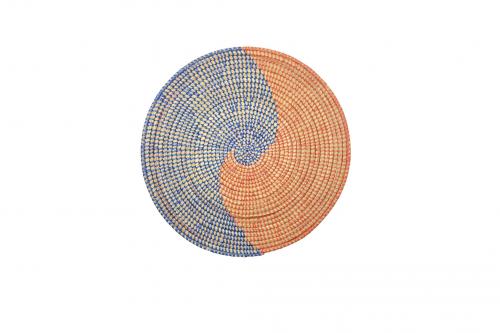 Set de table « SOMONE » Orange et bleu, en osier et plastique recyclé - Matou Déco