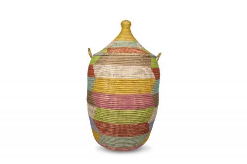 Panier Â« Ngaye Â» Couleurs multiples, en osier et plastique recyclÃ© - Matou DÃ©co