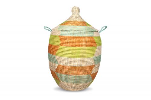 Panier « Ngaye » Couleurs multiples, en osier et plastique recyclé - Matou Déco