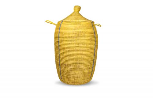 Panier Â« Ngaye Â» Jaune, en osier et plastique recyclÃ© - Matou DÃ©co