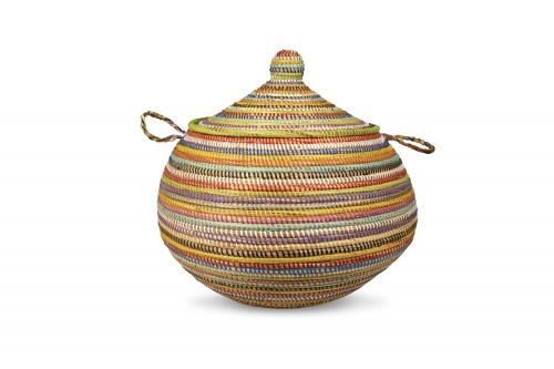Panier rond Â« Ngaye Â» Couleurs multiples, en osier et plastique recyclÃ© - Matou DÃ©co