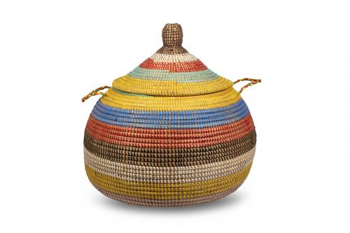 Panier rond Â« Ngaye Â» Couleurs multiples, en osier et plastique recyclÃ© - Matou DÃ©co