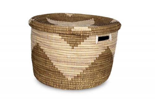 Grand panier  Â« PALMARIN Â» Beige et chocolat, en osier et plastique recyclÃ© - Matou DÃ©co