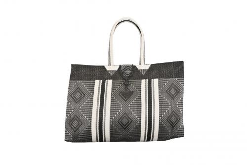 Grand sac Â« TAPIS Â» Gris, noir et blanc, en plastique recyclÃ© - Matou DÃ©co