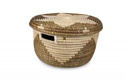 Petit panier Â« PALMARIN Â» Beige et chocolat, en osier et plastique recyclÃ© - Matou DÃ©co