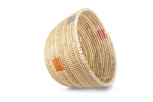 Corbeille ovale (Petite) Â« PALMARIN Â» Uni naturel, blanc et violet, en osier et plastique recyclÃ© - Matou DÃ©co