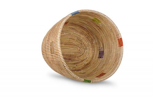 Lot de 3 corbeilles ovales Â« PALMARIN Â» Uni naturel, blanc et violet, en osier et plastique recyclÃ© - Matou DÃ©co