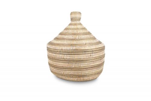 Panier Â« NGAPAROU Â» Chocolat et beige, en osier et plastique recyclÃ© - Matou DÃ©co