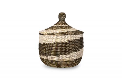 Panier Â« NGAPAROU Â» Noir et blanc, en osier et plastique recyclÃ© - Matou DÃ©co