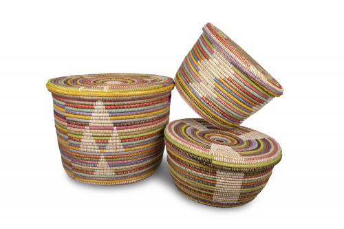 Lot de 3 paniers Â« PALMARIN Â» Multicolors, en osier et plastique recyclÃ© - Matou DÃ©co