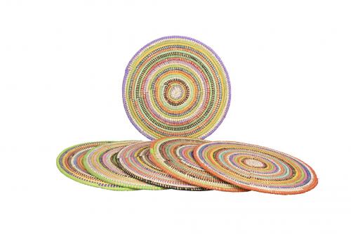 Lot de 6 sets de table Â« SOMONE Â» Couleurs multiples, en osier et plastique recyclÃ© - Matou DÃ©co