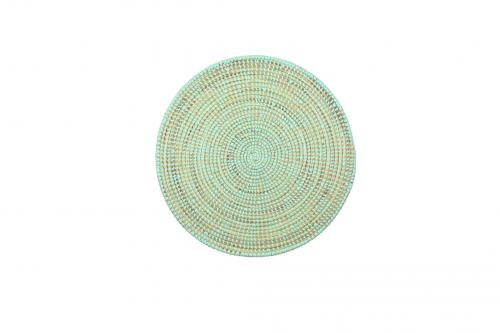 Set de table Â« SOMONE Â» Uni turquoise, en osier et plastique recyclÃ© - Matou DÃ©co