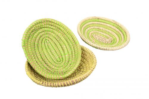 Petite corbeille Ã  pain Â« SOMONE Â» Vert et naturel, en osier et plastique recyclÃ© - Matou DÃ©co