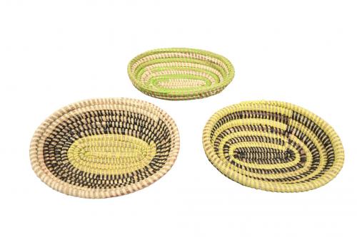 Petite corbeille Ã  pain  Â« SOMONE Â» Noir, vert et beige, en osier et plastique recyclÃ© - Matou DÃ©co