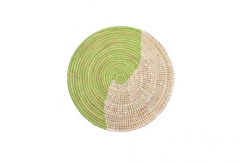 Set de table Â« SOMONE Â» Vert et blanc, en osier et plastique recyclÃ© - Matou DÃ©co