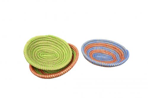 Petite corbeille Ã  pain Â« SOMONE Â» Bleu et rouge, en osier et plastique recyclÃ© - Matou DÃ©co