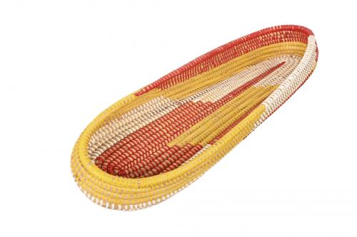 Grande corbeille à pain « SOMONE » Rouge, jaune et beige, en osier et plastique recyclé - Matou Déco