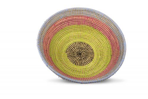Corbeille Â« SOMONE Â» Bleu, rouge et jaune, en osier et plastique recyclÃ© - Matou DÃ©co