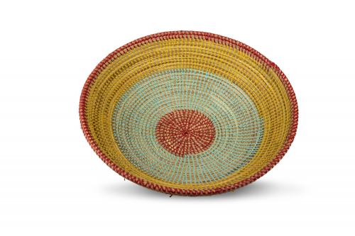 Corbeille Â« SOMONE Â» Rouge, jaune et bleu, en osier et plastique recyclÃ© - Matou DÃ©co