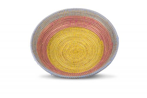 Corbeille Â« SOMONE Â» Bleu, rouge et jaune, en osier et plastique recyclÃ© - Matou DÃ©co