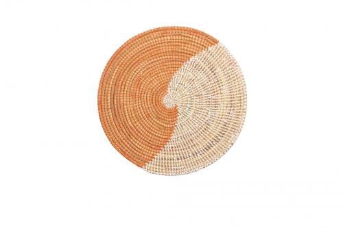 Set de table « SOMONE » Orange et blanc, en osier et plastique recyclé - Matou Déco