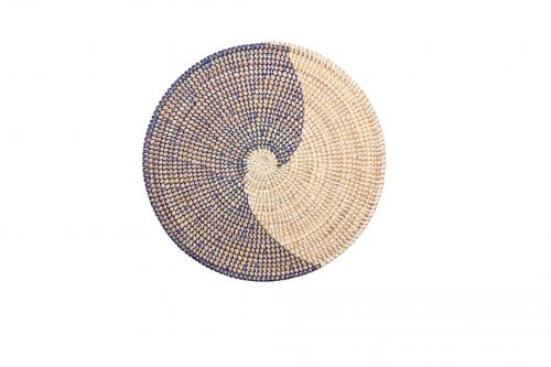 Set de table Â« SOMONE Â» Bleu et blanc, en osier et plastique recyclÃ© - Matou DÃ©co