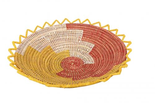 Corbeille Ã  fruits Ã©toilÃ©e Â« SOMONE Â» Blanc, rouge et jaune, en osier et plastique recyclÃ© - Matou DÃ©co