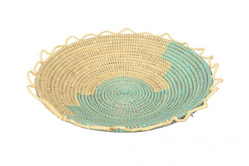 Corbeille Ã  fruits Ã©toilÃ©e Â« SOMONE Â» Turquoise et beige, en osier et plastique recyclÃ© - Matou DÃ©co