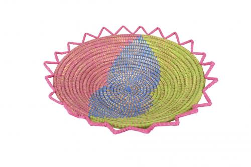 Corbeille Ã  fruits Ã©toilÃ©e Â« SOMONE Â» Rose, bleu et vert, en osier et plastique recyclÃ© - Matou DÃ©co