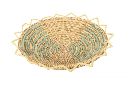 Corbeille Ã  fruits Ã©toilÃ©e Â« SOMONE Â» Beige et turquoise, en osier et plastique recyclÃ© - Matou DÃ©co