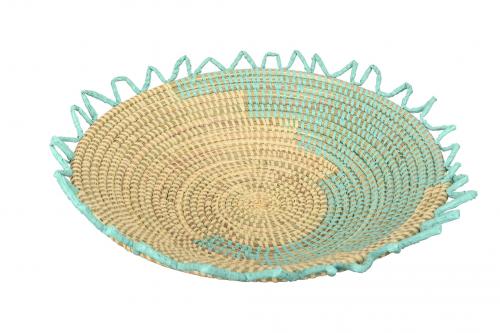 Corbeille à fruits étoilée « SOMONE » Beige et turquoise, en osier et plastique recyclé - Matou Déco