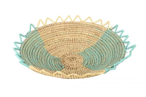 Corbeille Ã  fruits Ã©toilÃ©e Â« SOMONE Â» Beige et turquoise, en osier et plastique recyclÃ© - Matou DÃ©co