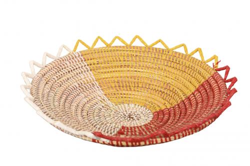 Corbeille Ã  fruits Ã©toilÃ©e Â« SOMONE Â» Blanc, rouge et jaune, en osier et plastique recyclÃ© - Matou DÃ©co