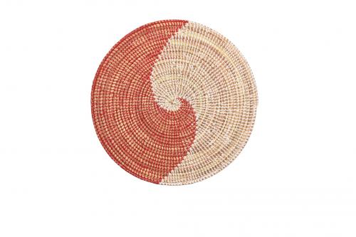 Set de table « SOMONE » Rouge et blanc, en osier et plastique recyclé - Matou Déco