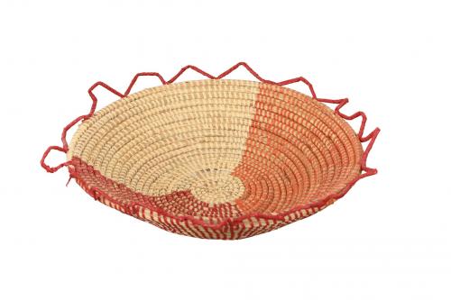 Corbeille à fruits étoilée « SOMONE » Rouge, orange et beige, en osier et plastique recyclé - Matou Déco