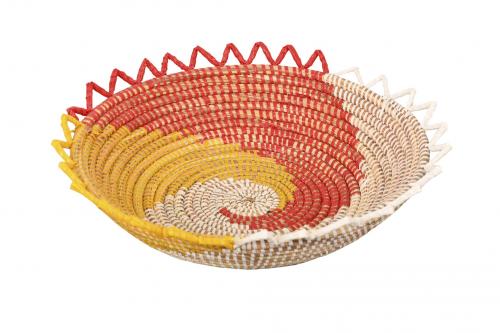 Corbeille Ã  fruits Ã©toilÃ©e Â« SOMONE Â» Blanc, jaune et rouge, confectionnÃ© en osier et plastique recyclÃ© - Matou DÃ©co
