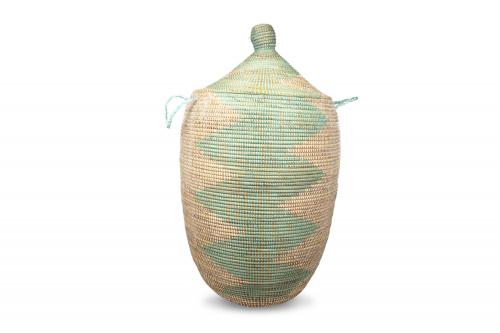 Panier Â« Ngaye Â» Vert et blanc, en osier et plastique recyclÃ© - Matou DÃ©co