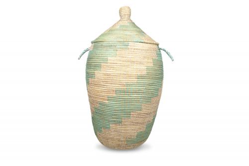 Panier Â« Ngaye Â» Vert et blanc, en osier et plastique recyclÃ© - Matou DÃ©co