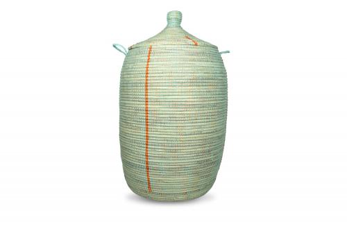 Panier Â« Ngaye Â» Vert et blanc, en osier et plastique recyclÃ© - Matou DÃ©co