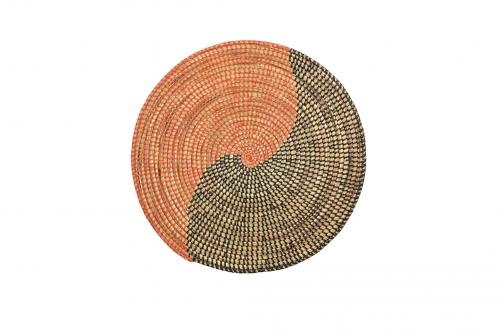 Set de table « SOMONE » Orange et noir, en osier et plastique recyclé - Matou Déco