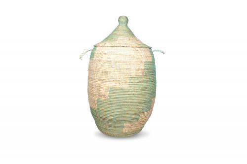 Panier Â« Ngaye Â» Vert et blanc, en osier et plastique recyclÃ© - Matou DÃ©co