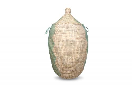 Panier Â« Ngaye Â» Vert et blanc, en osier et plastique recyclÃ© - Matou DÃ©co
