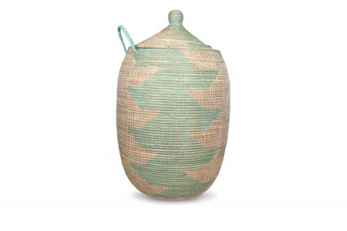 Panier Â« Ngaye Â» Vert et blanc, en osier et plastique recyclÃ© - Matou DÃ©co