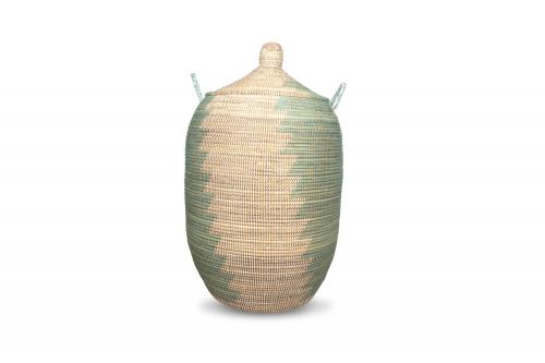 Panier Â« Ngaye Â» Vert et blanc, en osier et plastique recyclÃ© - Matou DÃ©co