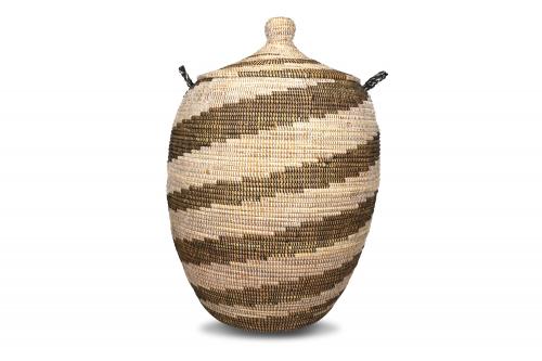 Panier Â« Ngaye Â» Chocolat et beige, en osier et plastique recyclÃ© - Matou DÃ©co