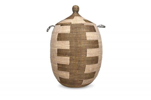 Panier Â« Ngaye Â» Chocolat et beige, en osier et plastique recyclÃ© - Matou DÃ©co