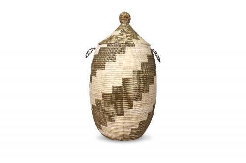 Panier Â« Ngaye Â» Chocolat et beige, en osier et plastique recyclÃ© - Matou DÃ©co