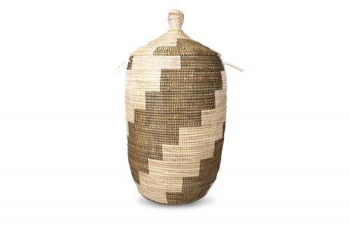 Panier Â« Ngaye Â» Chocolat et beige, en osier et plastique recyclÃ© - Matou DÃ©co