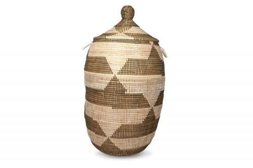 Panier Â« Ngaye Â» Chocolat et beige, en osier et plastique recyclÃ© - Matou DÃ©co