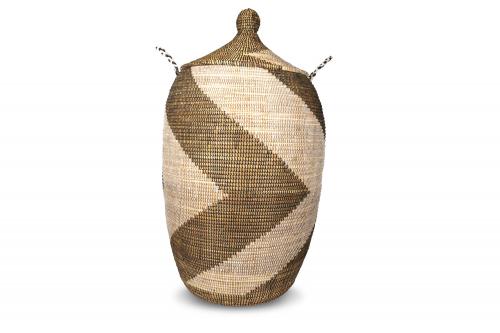 Panier Â« Ngaye Â» Chocolat et beige, en osier et plastique recyclÃ© - Matou DÃ©co